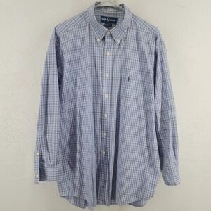 Ralph‎ Lauren Yarmouth Button Down Shirt Mens 17 32/33 Blue Green Plaid Cotton